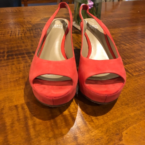 Eileen Fisher suede peep toe sling back shoes - Picture 2 of 6